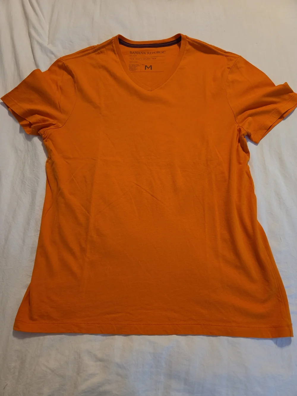 Banana Republic Men's 4 V-Neck 1 Crew Tees in Blue & Orange Mix Size M